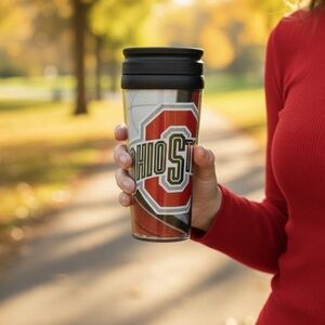 Ohio State Travel Tumbler /Mug - Red and Black OSU and Buckeye Logo